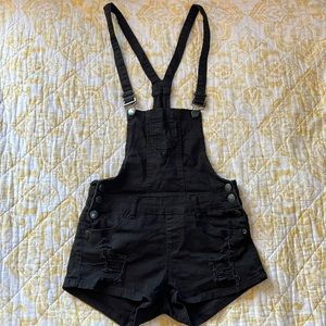 Black Overall Jean Shorts
